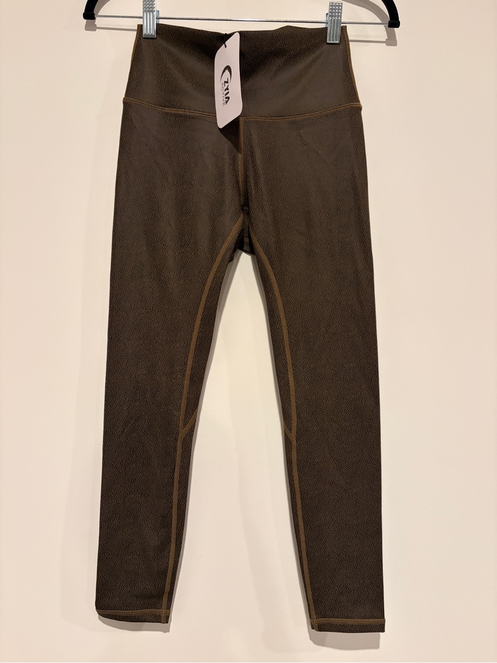 NWT Zyia Active Size 4 Metallic Brown Cracked Leather High Rise 7/8 Leggings